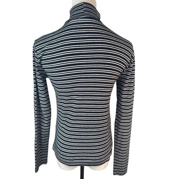 2/$30 ZARA Trafaluc Medium Black & White Striped Turtleneck Long Sleeve Top - Picture 11 of 15